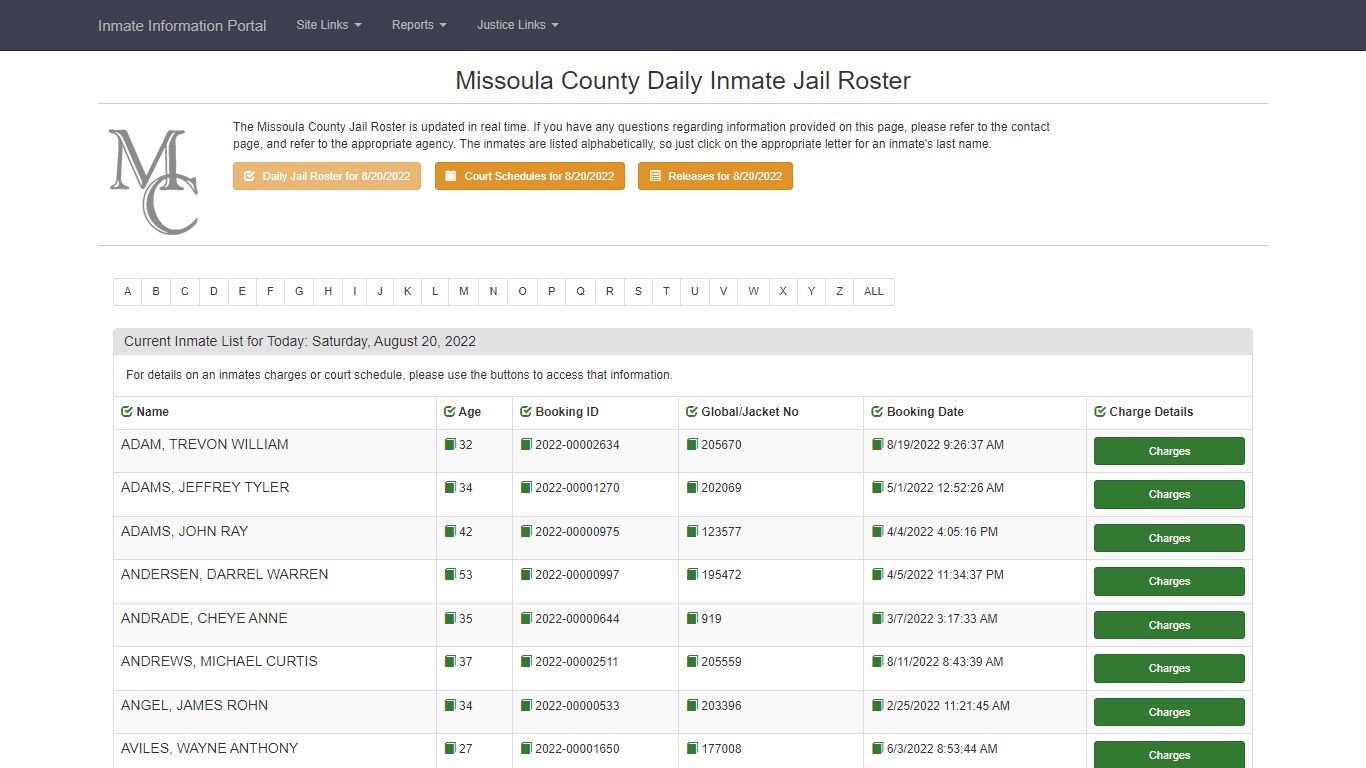 - Missoula County Inmate Information Portal
